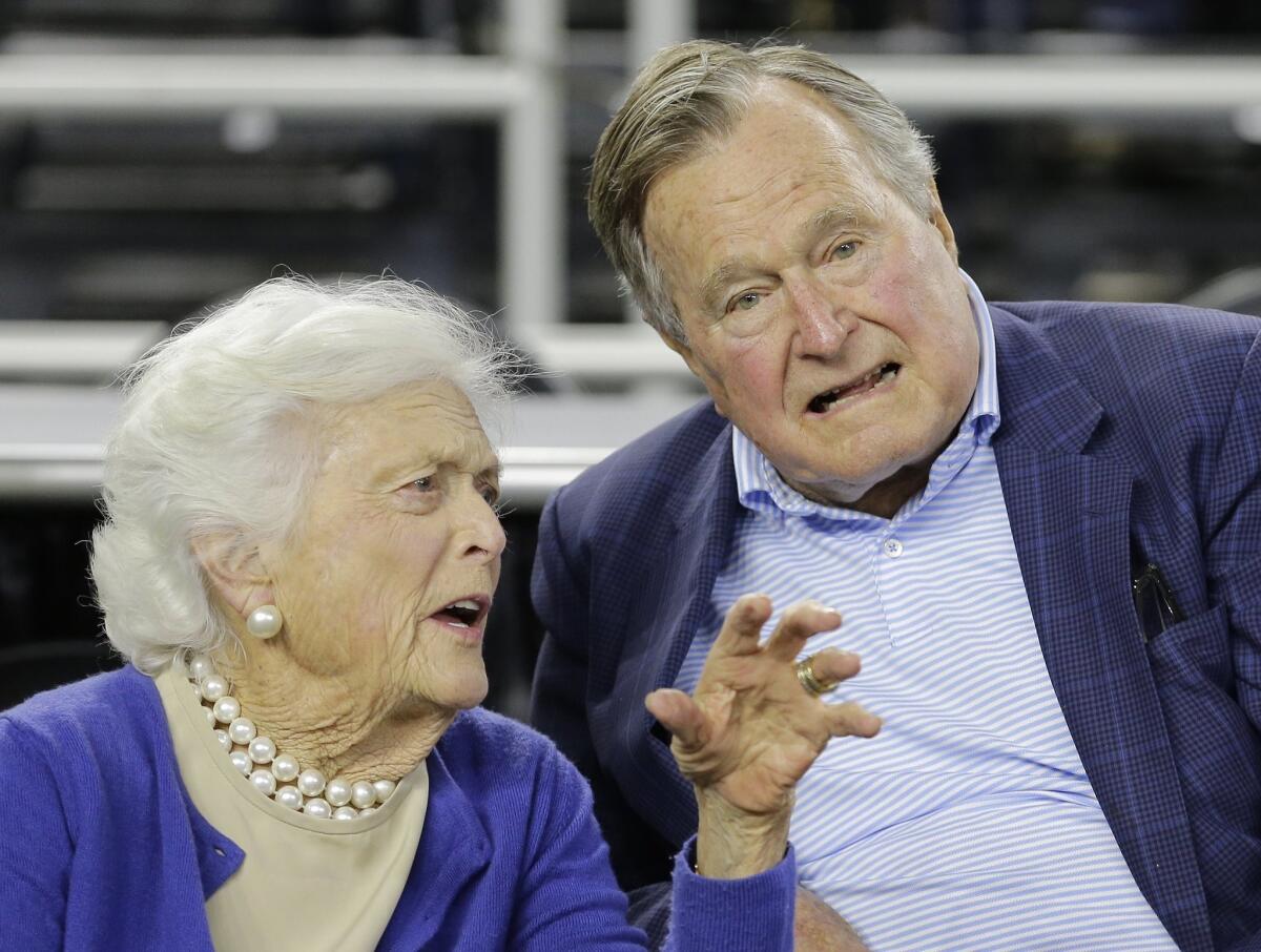 Former President George H.W. Bush and his wife, Barbara, in Houston in March.