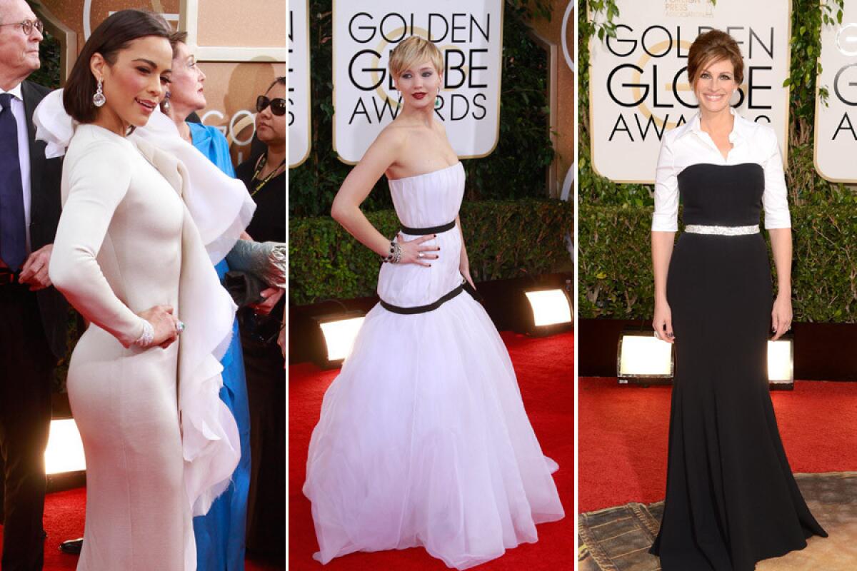 One never knows what to expect, dress-wise, from actresses Paula Patton, Jennifer Lawrence and Julia Roberts.