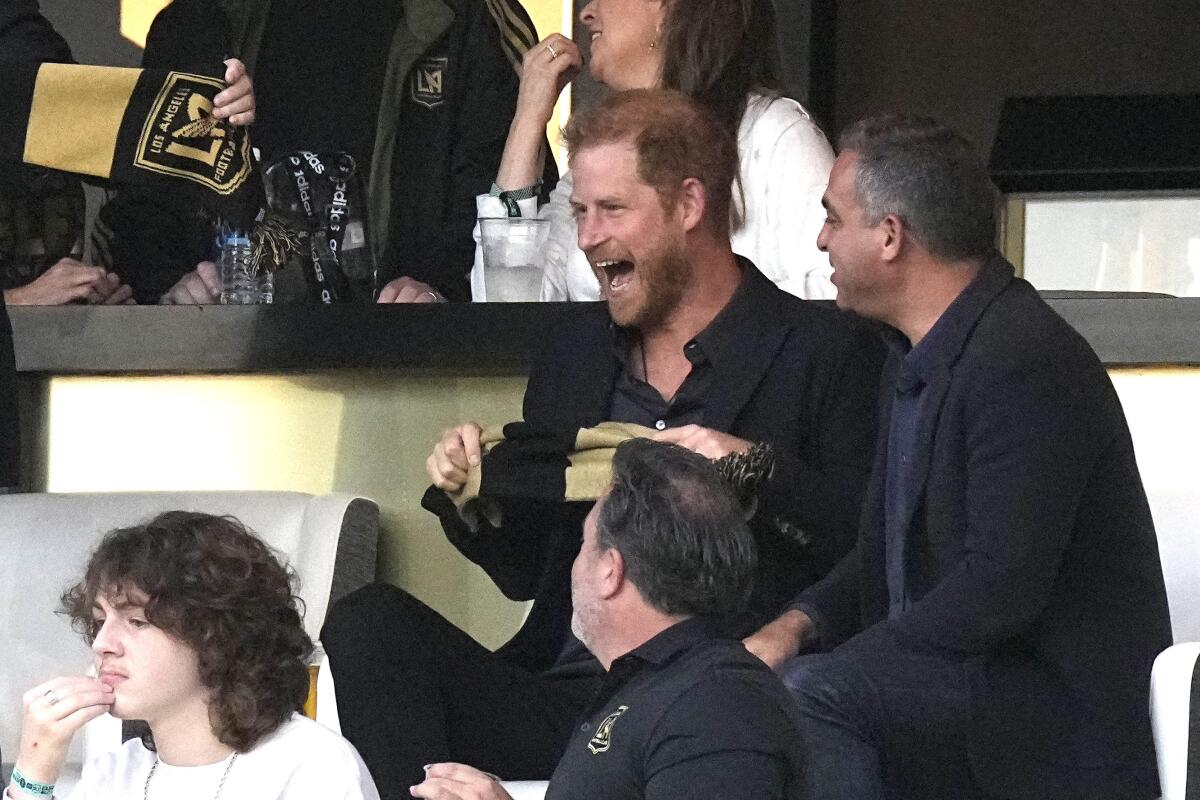 Harry, Duke of Sussex watches LAFC play Inter Miami at BMO Stadium.