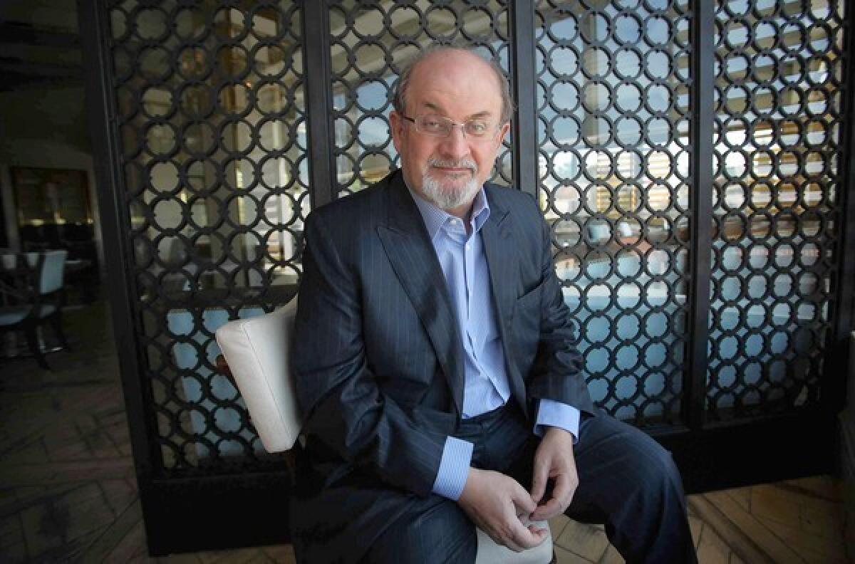 Author Salman Rushdie is seen at the London Hotel in West Hollywood.