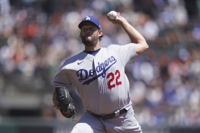 Dodgers pitcher Clayton Kershaw delivers against the San Francisco Giants on Aug. 4.