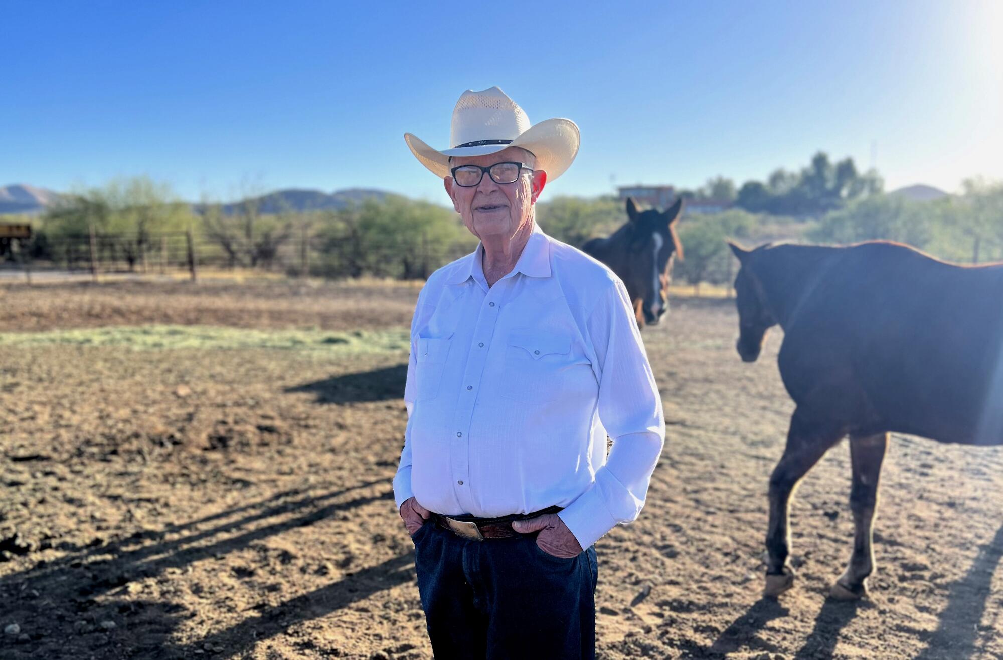 Jim Chilton, a cattle rancher whose land abuts the U.S.-Mexico border in Arizona.