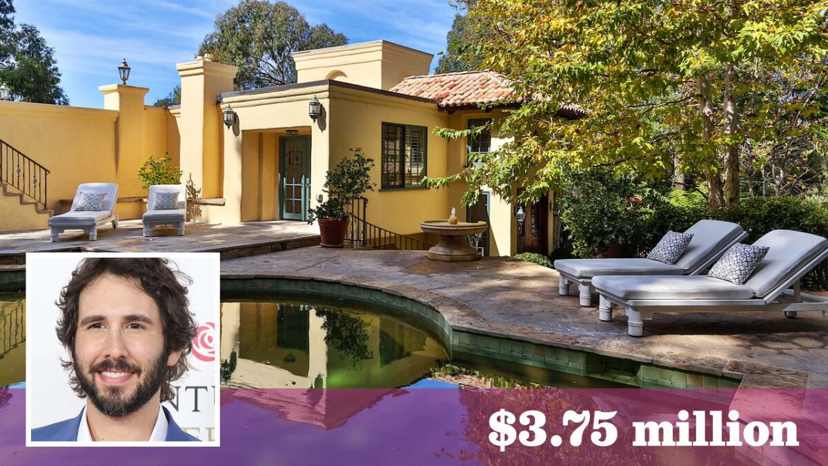 Singer Josh Groban has parted ways with his scenic home in Malibu for $3.75 million. He bought the house more than a decade ago for $4.125 million.