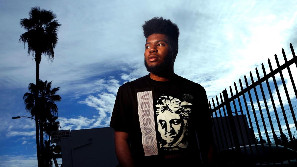 Rising singer Khalid is shown on Fairfax Avenue in Los Angeles on Feb. 16.