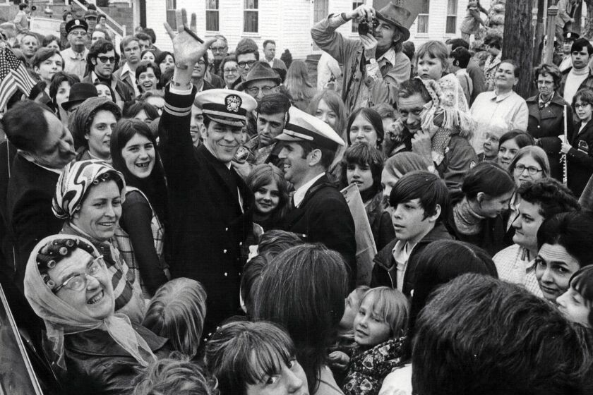 Former Vietnam War POW Wayne Goodermote welcomed to Berlin in 1973. (Times Union archives)
