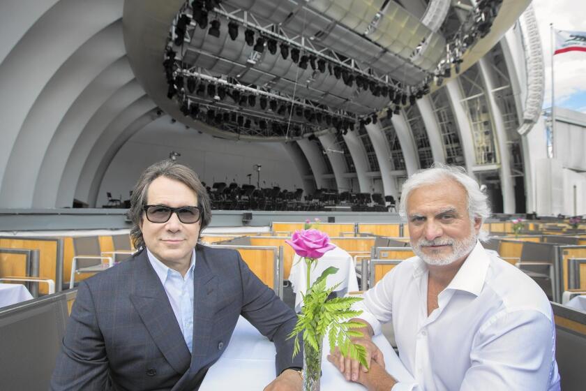 Andrew Hewitt, left, and Bill Silva bring a mix of music to the Hollywood Bowl.