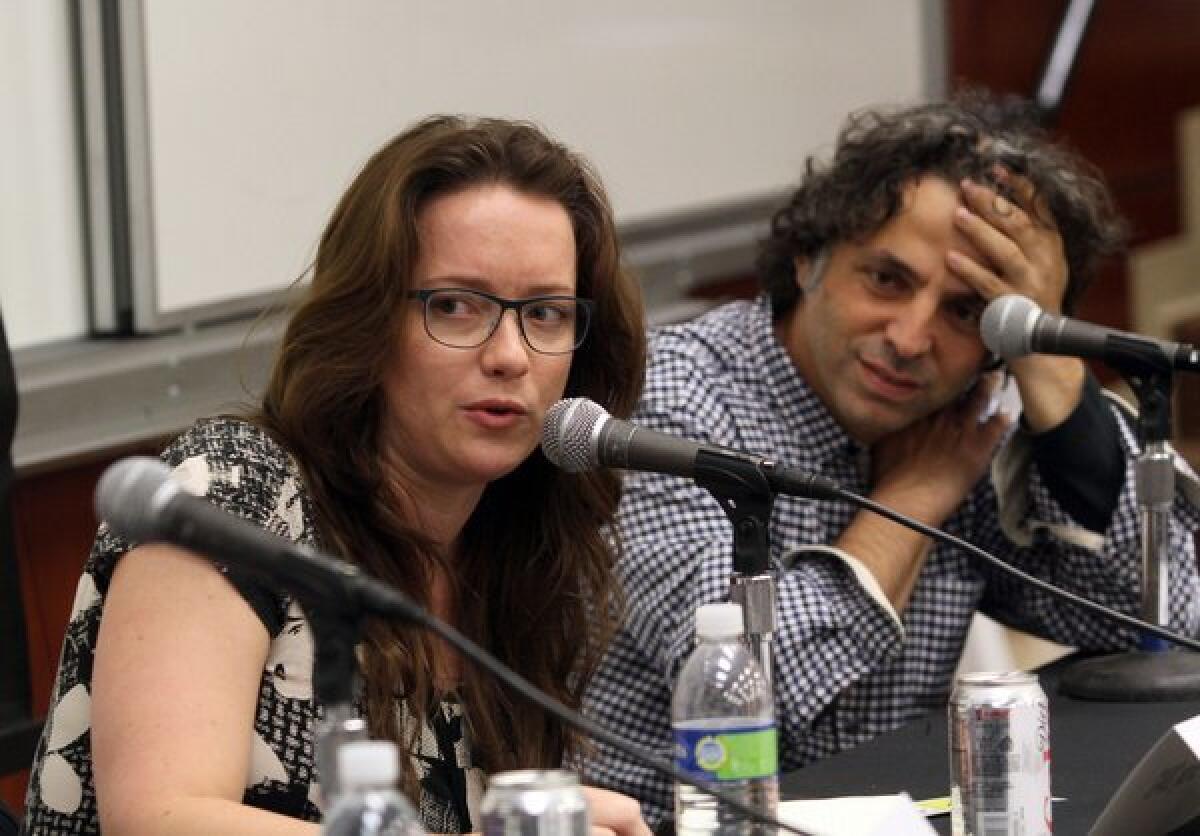 Amelia Gray appears on a panel with Etgar Keret at the 2012 L.A. Times Festival of Books.