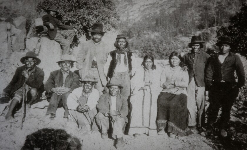A photo of the Winnemem Wintu tribe in the 1890s whose tribal land was flooded by the Shasta Dam.