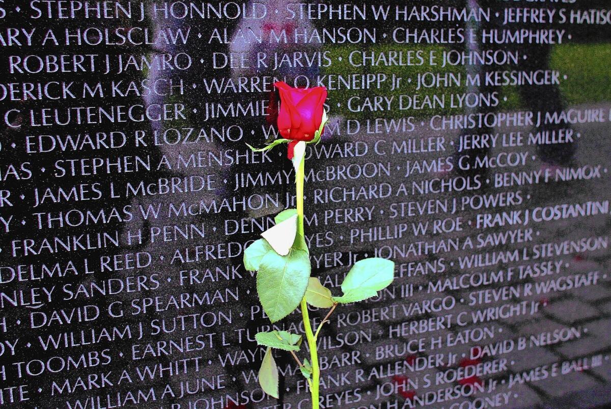 A portion of the Vietnam Veterans Memorial in Washington.