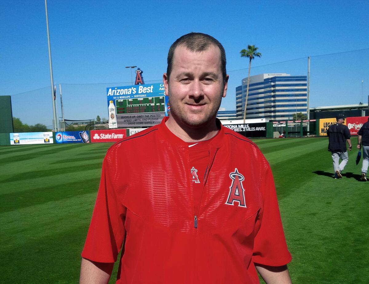 Former Cal State Fullerton catcher Jon Wilhite, who was the only survivor in the crash that killed Angels pitcher Nick Adenhart, has been working with the Angels as an instructor this spring.