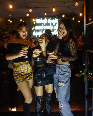 A group of women enjoy drinks at Lock & Key in Koreatown.