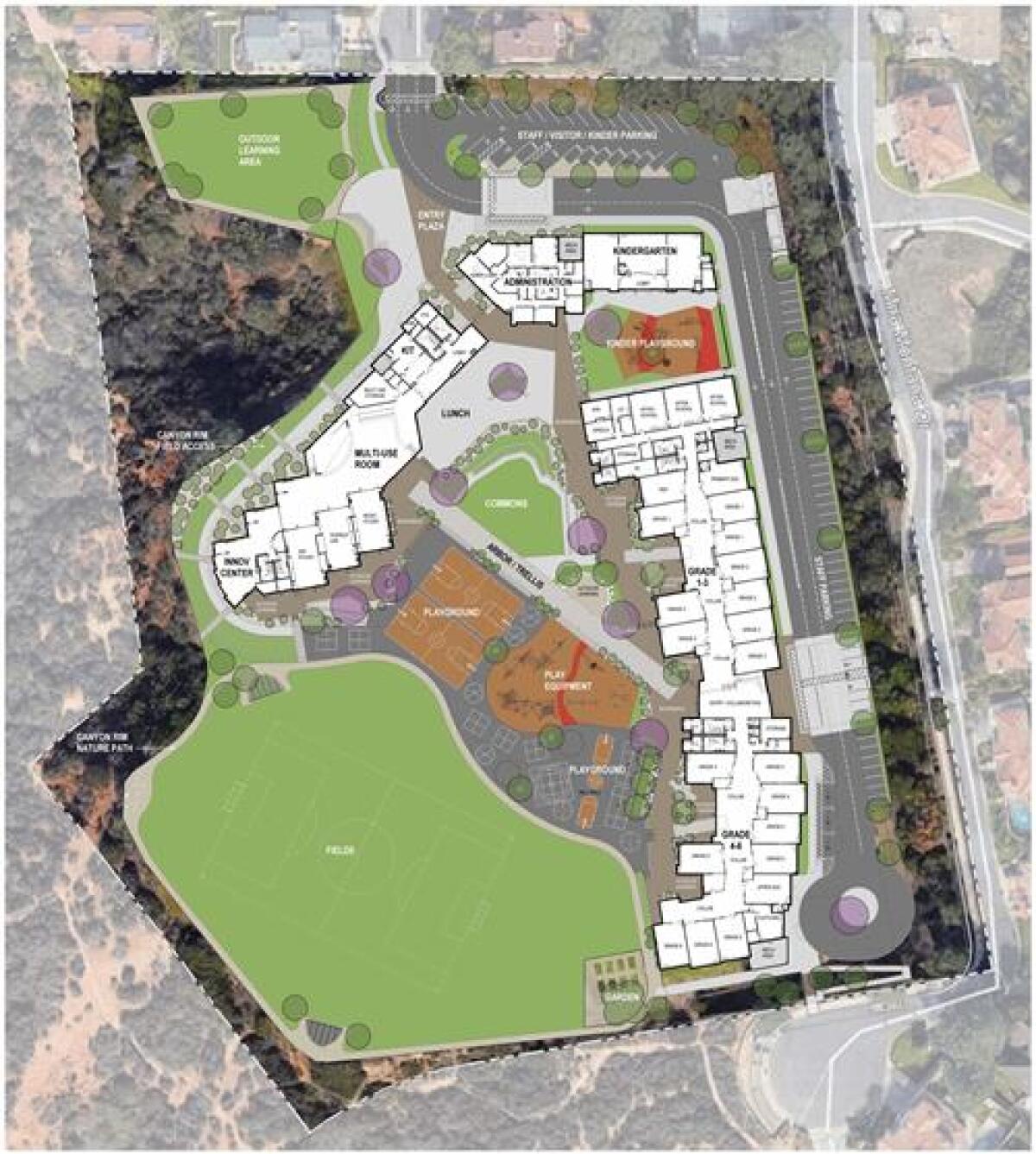 The proposed site plan for the Del Mar Heights School rebuild.