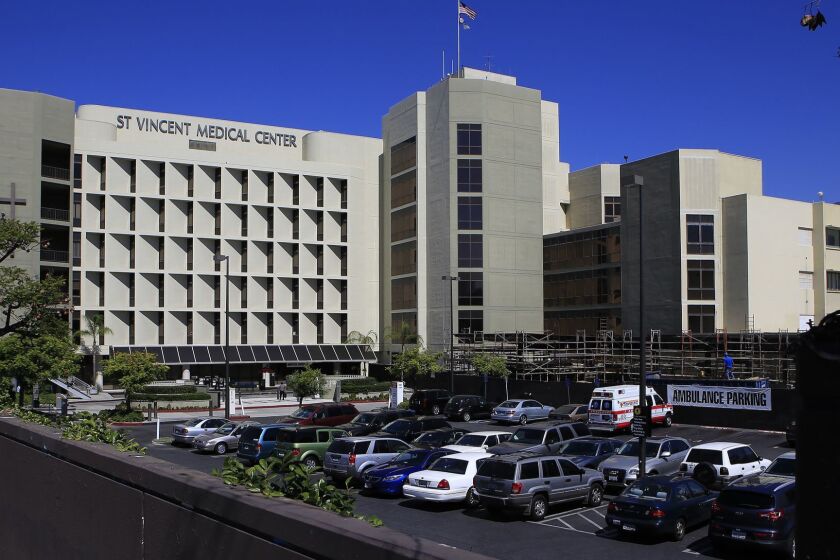 LOS ANGELES, CA - AUGUST 15, 2014: St. Vincent Medical Center, one of six hospitals in a planned sale to Prime Healthcare August 15, 2014 in Los Angeles. (Brian van der Brug / Los Angeles Times)