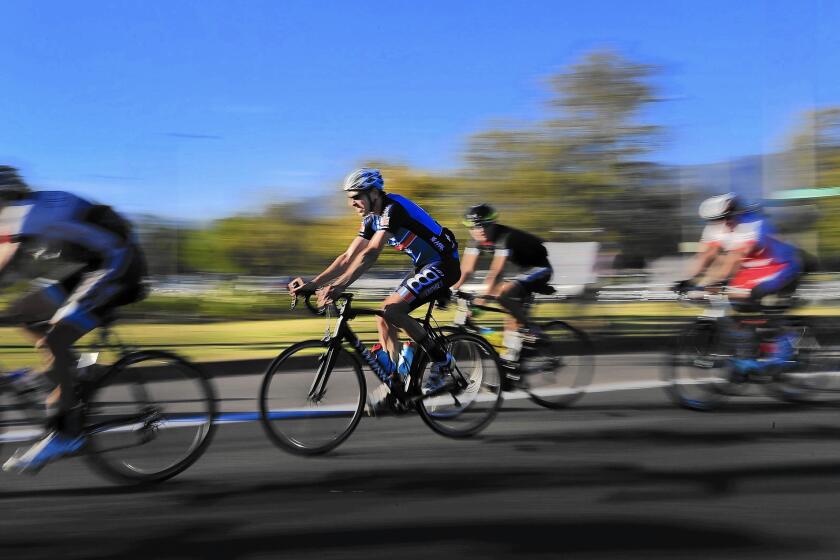 Bicyclists flock to be Rose Bowl Riders, making a 30-mile ride around the Rose Bowl in Pasadena.