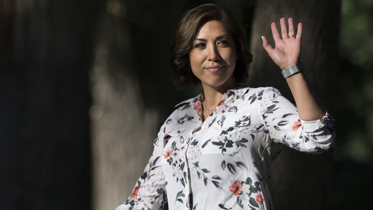 Paulette Jordan at a campaign event in Boise, Idaho, in June.