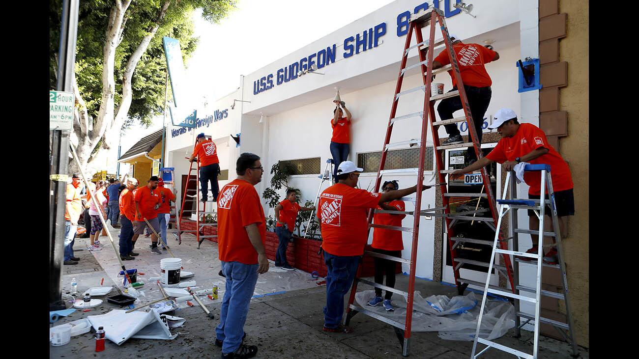 Home Depot San Gabriel Valley District 26 employees worked an entire day to spruce up the Burbank VFW Ship 8310, on Magnolia Ave., in Burbank on Thursday, Oct. 26, 2017.