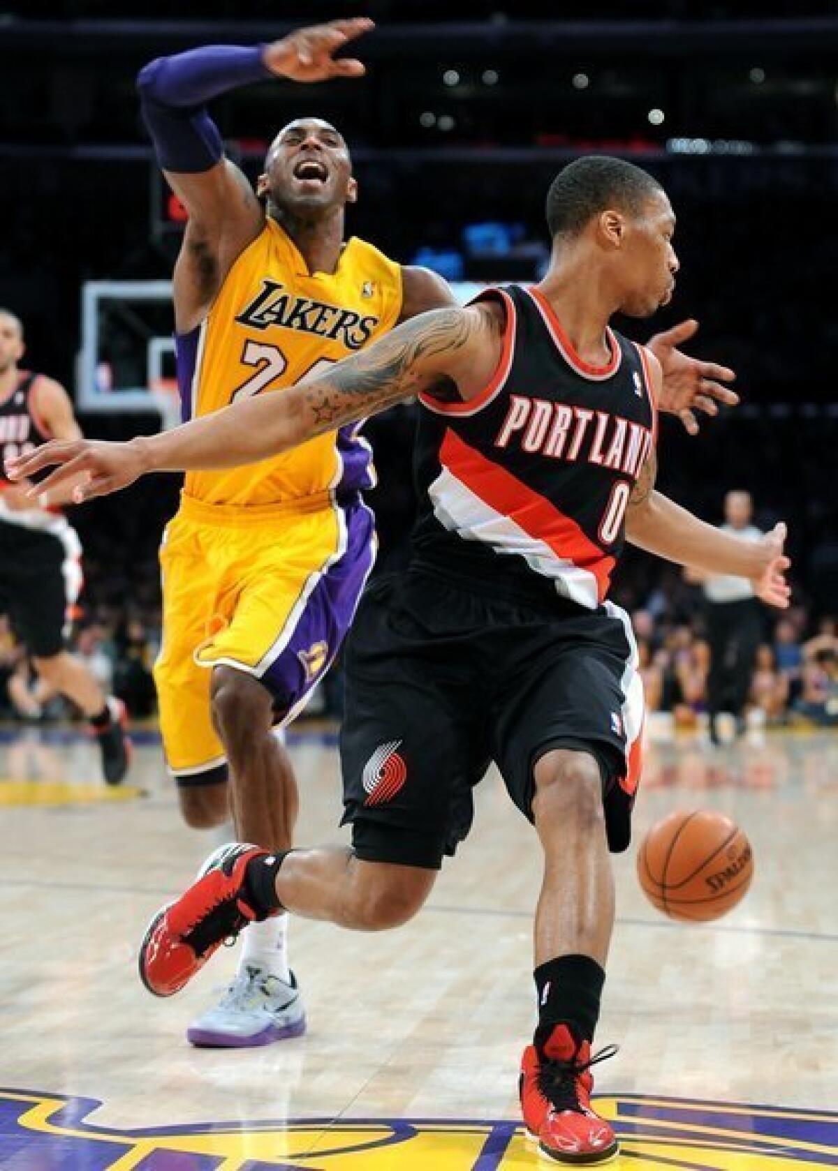 Coach Mike D'Antoni could look to Kobe Bryant for defensive duties on the Portland Trail Blazers explosive rookie guard Damian Lillard.