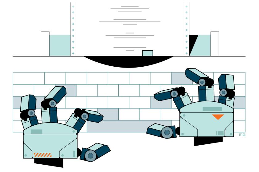 Illustration of robotic hands typing on a keyboard