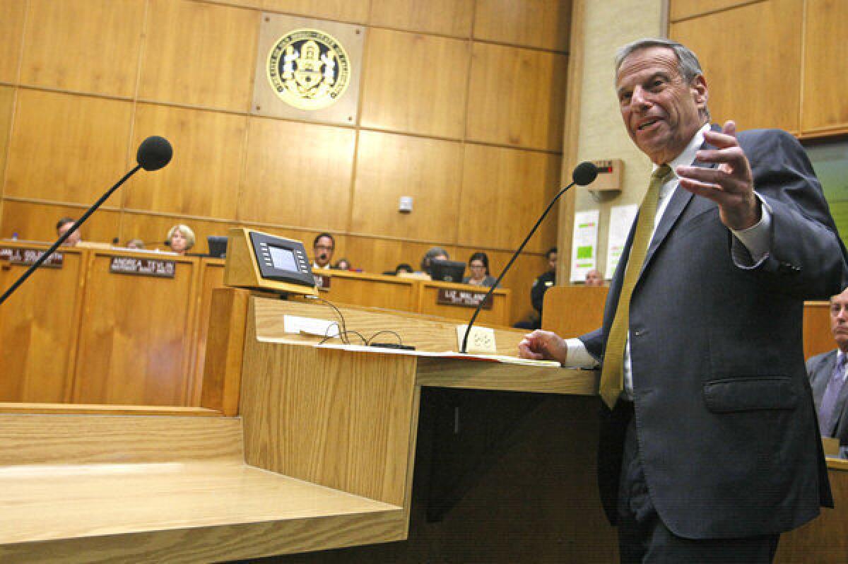 San Diego Mayor Bob Filner addresses the audience in council chambers last Friday after agreeing to resign in exchange for the city paying his legal bills in a sexual harassment lawsuit.