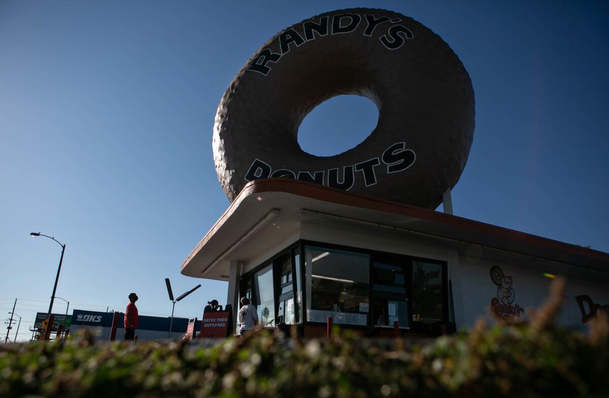 The iconic Randy's Donuts sign in Inglewood.