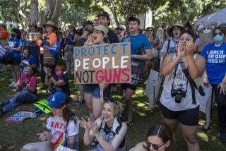 Los Angeles, CA - June 11: Hundreds of people participate in a rally during the March for our Lives against gun violence event downtown on Saturday, June 11, 2022 in Los Angeles, CA. (Brian van der Brug / Los Angeles Times)