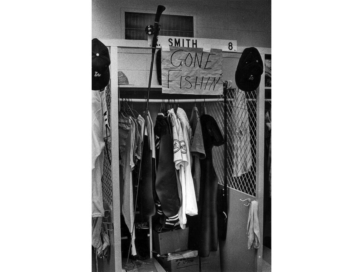 May 21, 1980: Dodgers' Reggie Smith left clues on his locker on how he will spend his leisure time if players go out on strike.