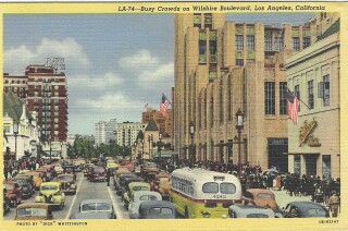 Vintage postcard shows Wilshire Boulevard