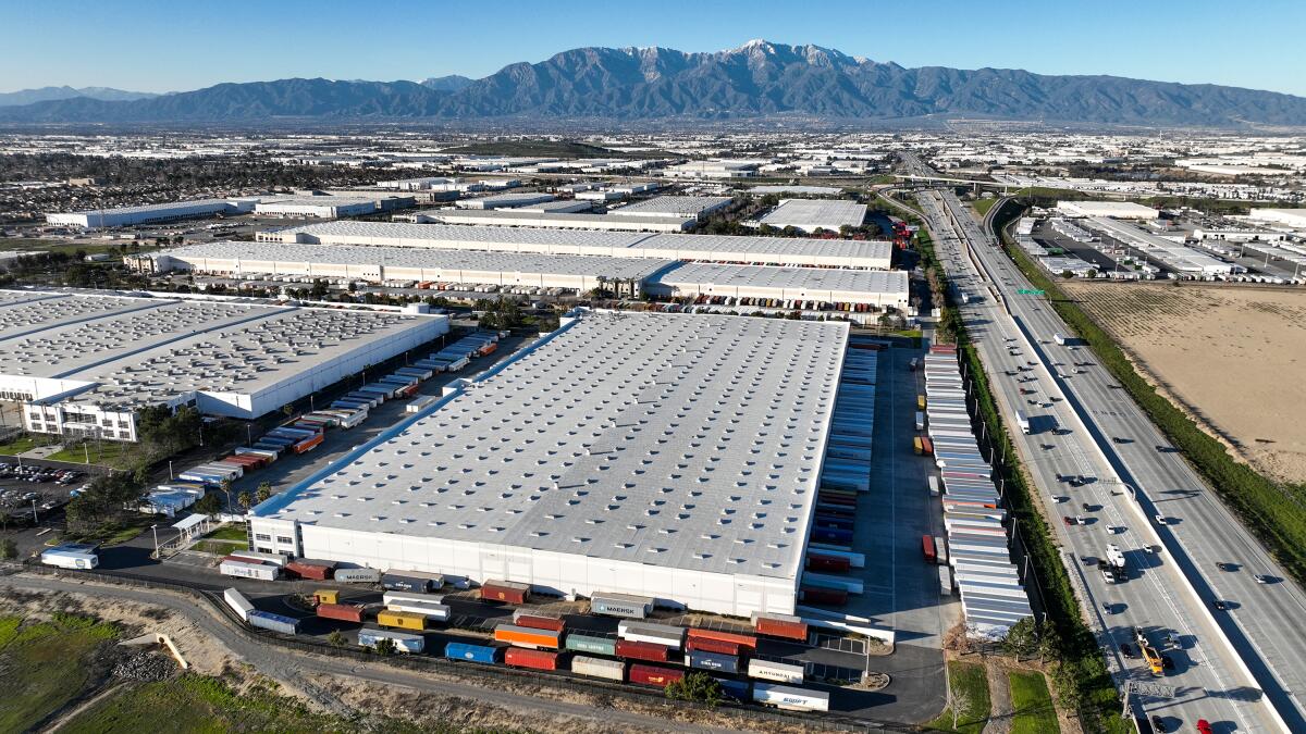 A Walmart distribution center in Eastvale along Interstate 15.