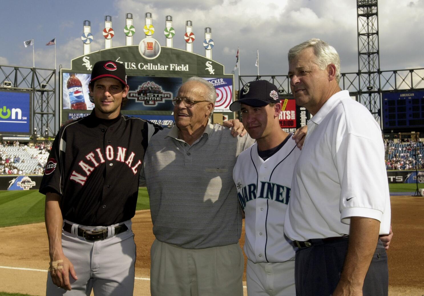 Justin Crawford poses with his father, former Major League