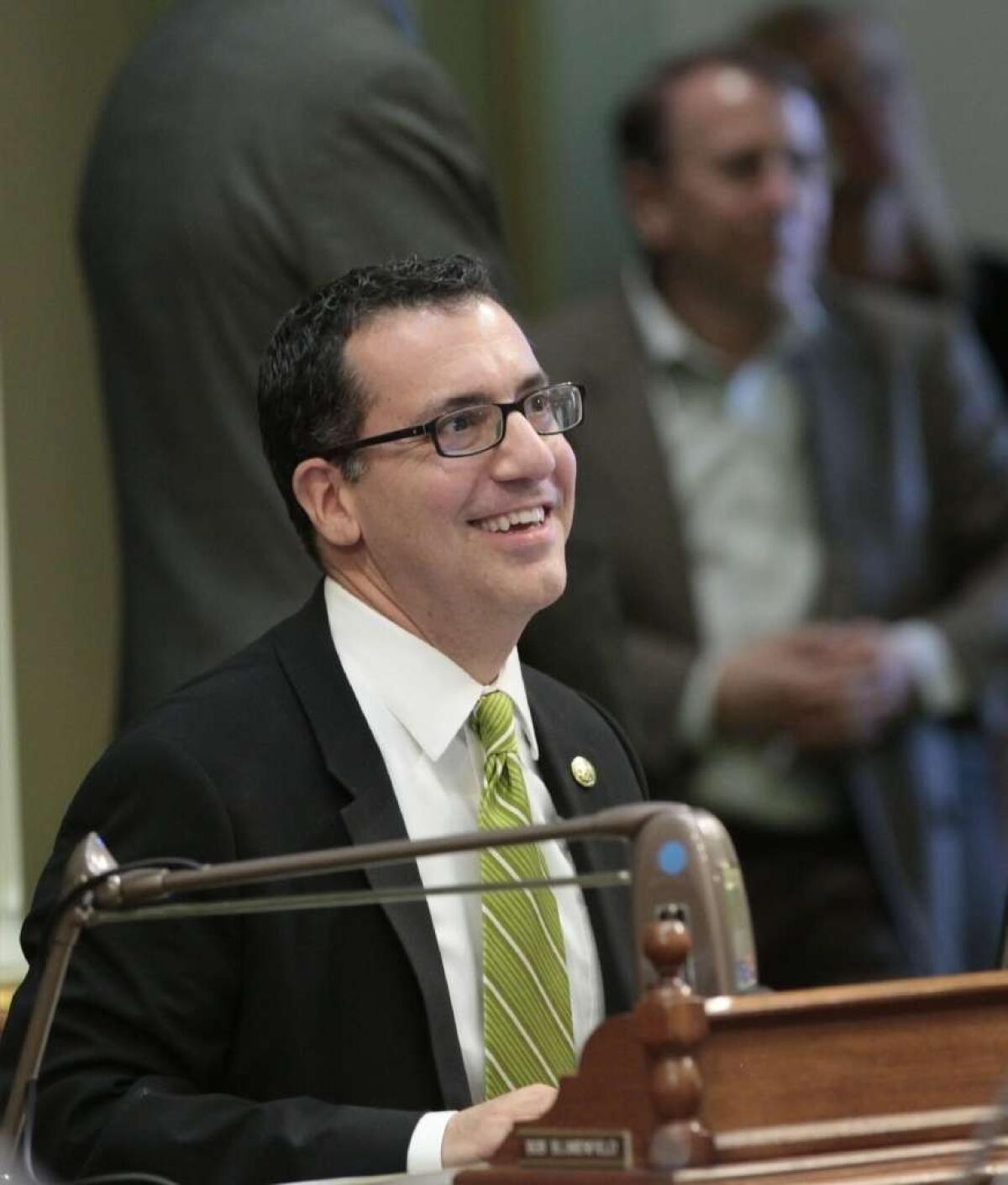 Assemblyman Bob Blumenfield (D-Sherman Oaks) smiles as his bill authorizing about $4.5 billion funding for a high-speed rail system was approved by the Assembly on July 5, 2012.