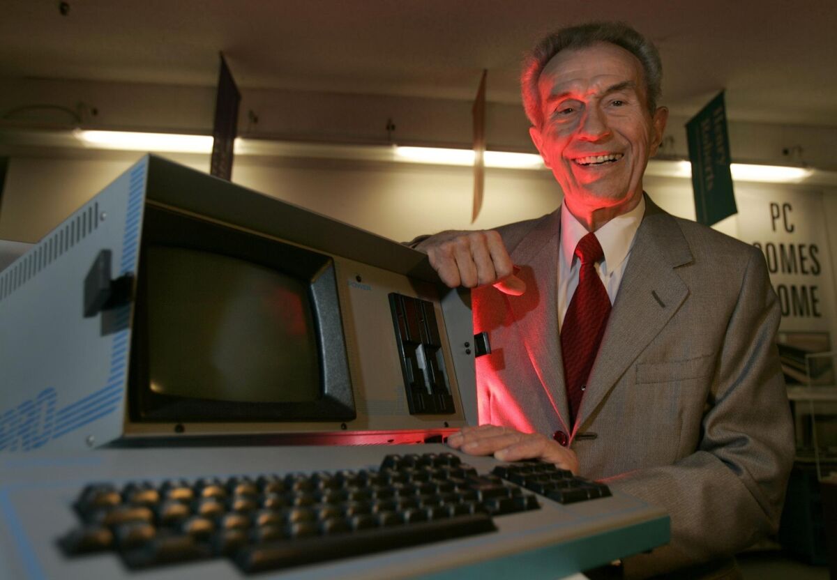 Andrew Kay shows off an old Kaypro computer in this photo taken in 2005 at a computer museum.