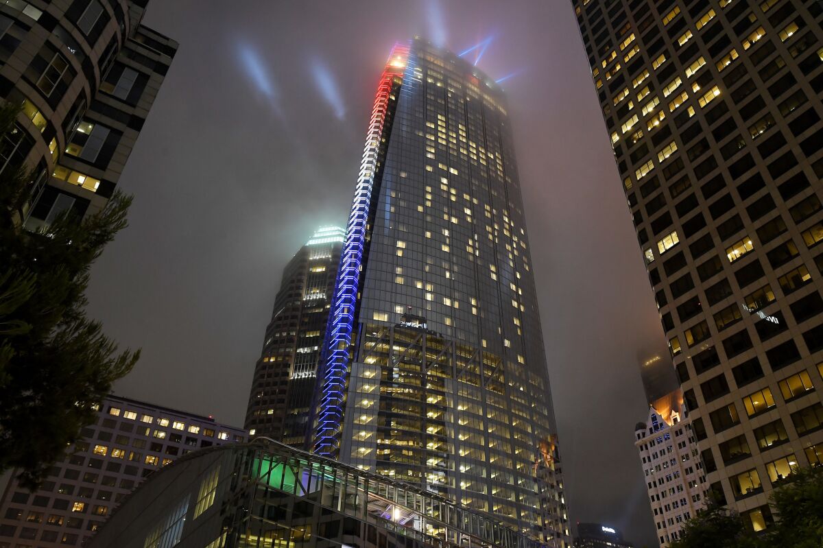 A 73-story, 1,100-foot-high structure in Los Angeles
