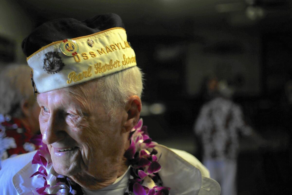 Howard Bender, 92, at the last gathering of the Orange County chapter of the Pearl Harbor Survivors Assn. "We fought with what we had to fight with, and we came out of it," Bender said.