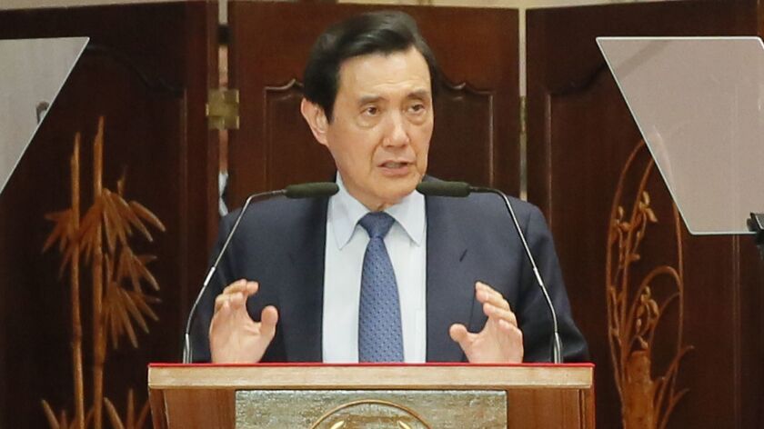 In this March 23, 2016 photo, former Taiwan President Ma Ying-jeou holds a press conference. Ma was sentenced to four months in prison Tuesday, May 15, 2018, on charges of leaking classified information.