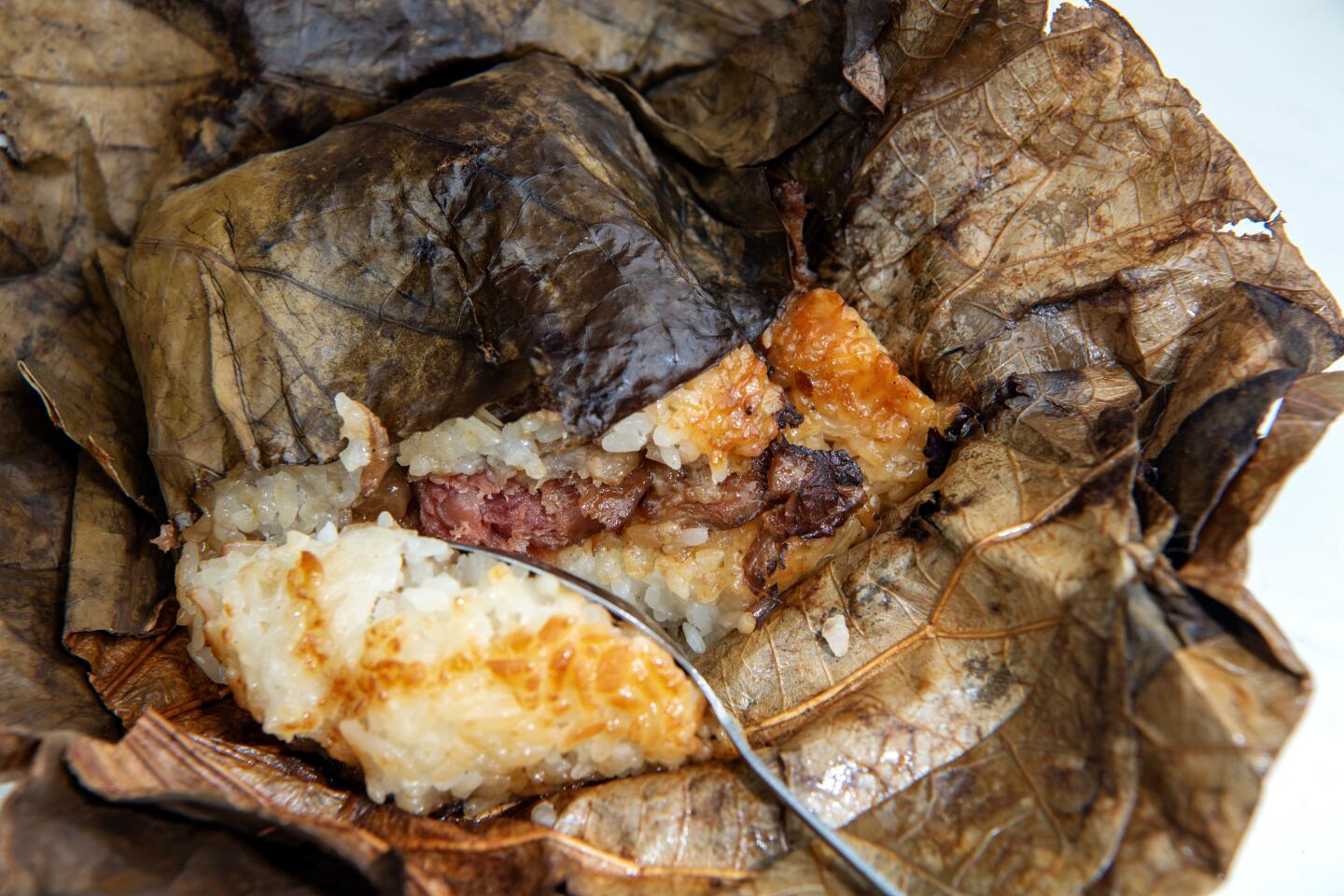 Sticky rice in lotus leaf from Tim Ho Wan in Irvine