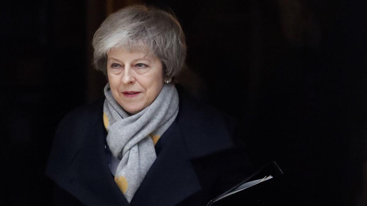 Britain's Prime Minister Theresa May leaves a cabinet meeting at Downing Street in London on Jan. 15.