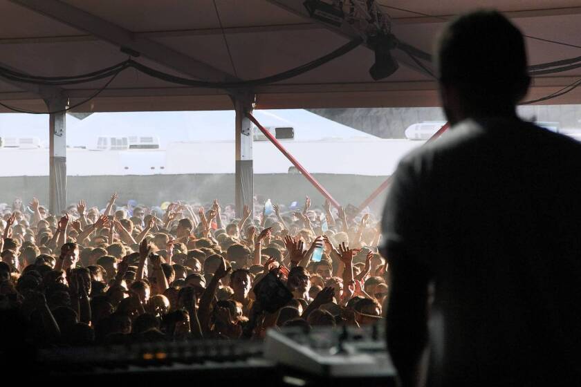 Disclosure performs at the Underground Stage during the Hard Summer music festival.
