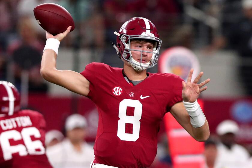 Blake Barnett completed 11 of 19 passes for 219 yards with two touchdowns and no interceptions this season for Alabama.