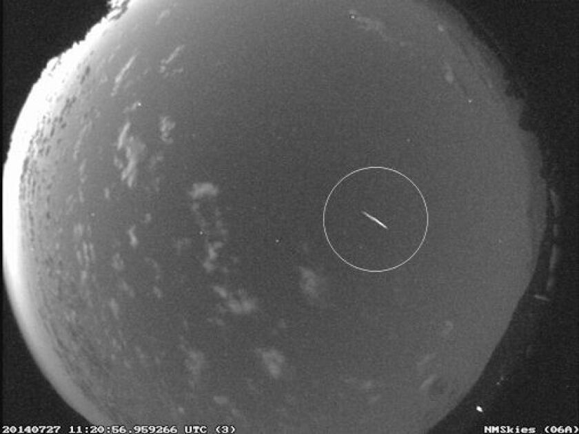 Look up, sky watchers! NASA cameras caught this streak over the New Mexico skies on Sunday, as the Perseid meteor shower heats up.