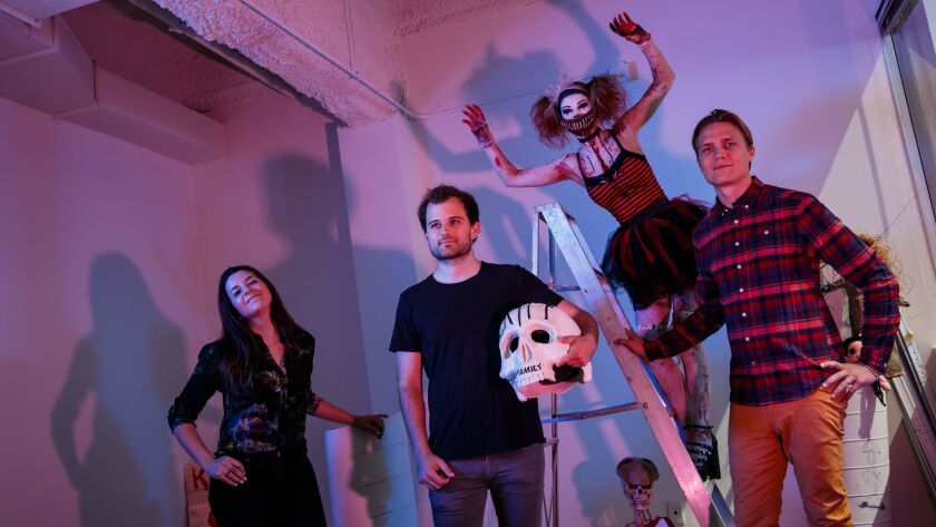 From left, Kate Krantz, Jack Davis, Giggles the Clown and Darren Brandl of Crypt TV.