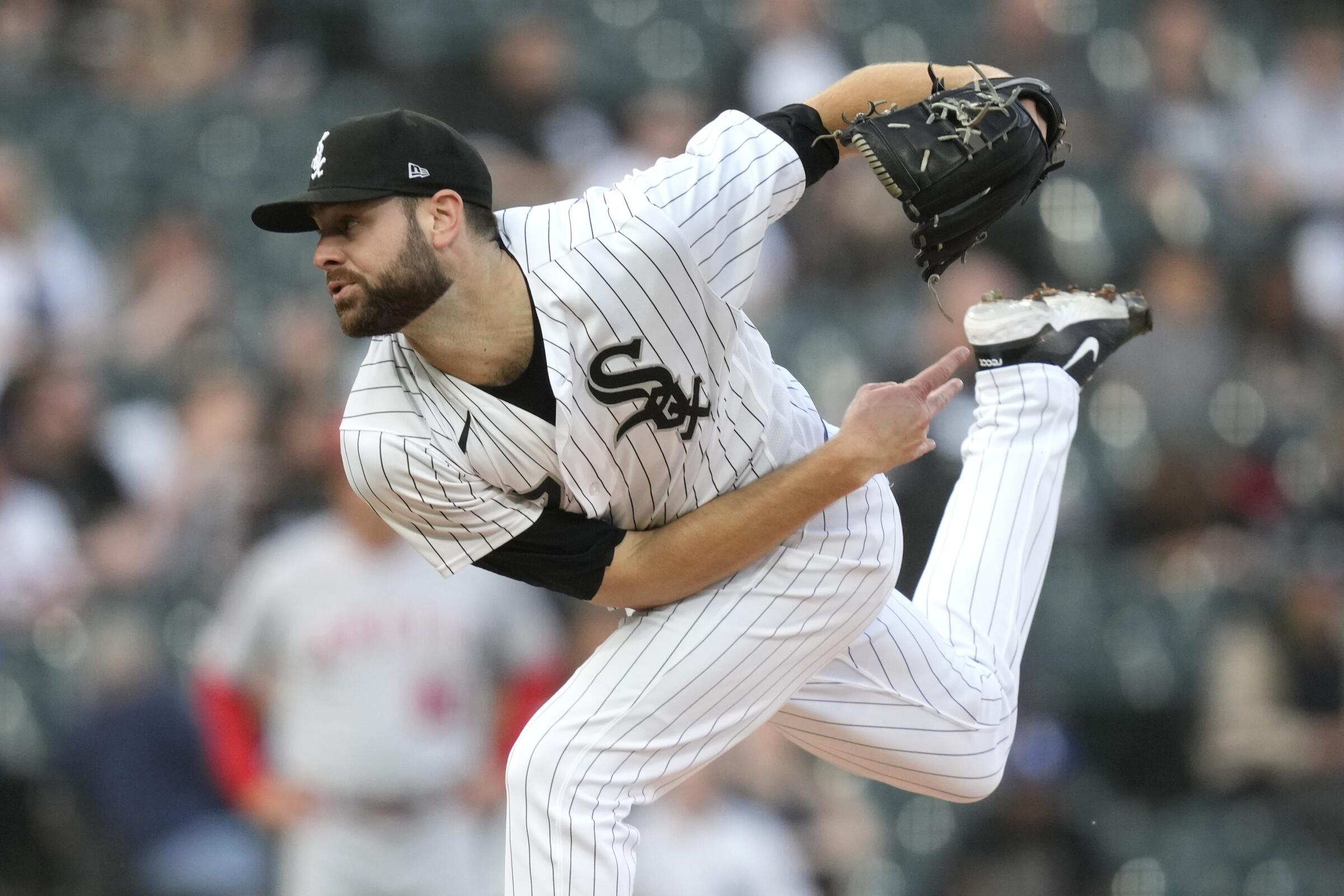 Chicago White Sox starting pitcher Lucas Giolito pitches against the Angels on Tuesday, May 30, 2023, in Chicago.
