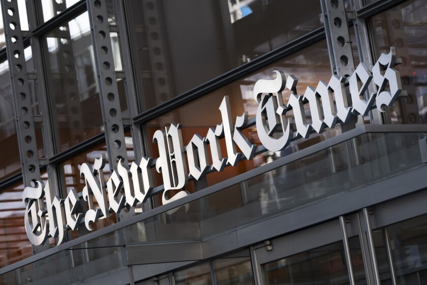 A sign for the New York Times building.