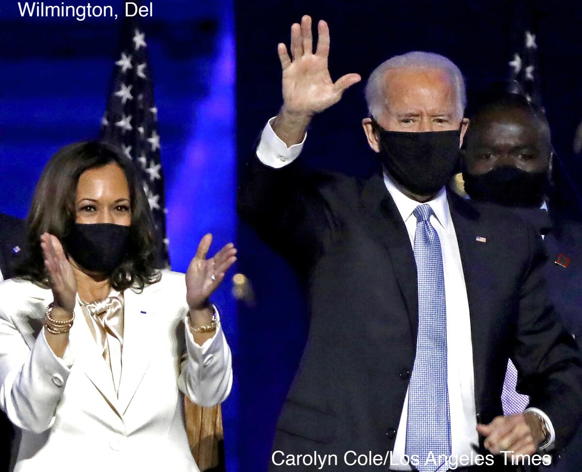 Vice President-elect Kamala Harris alongside President-elect Joe Biden