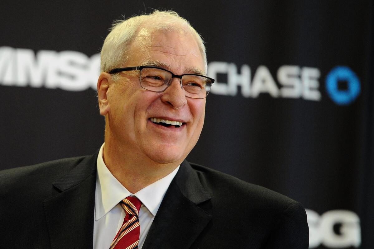 Phil Jackson is introduced as president of the New York Knicks at Madison Square Garden on March 18, 2014. The Knicks have the No. 4 overall pick in Thursday's NBA draft.