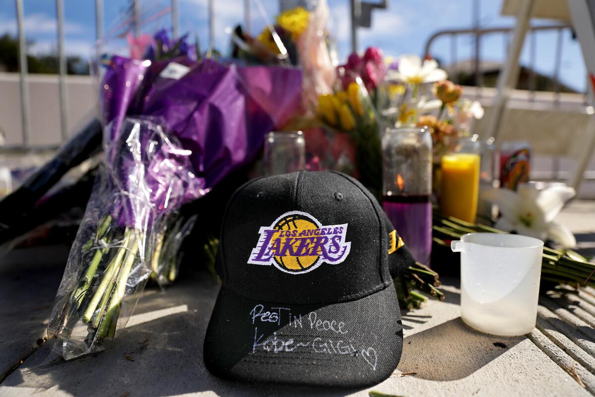 A memorial for Kobe Bryant and daughter Gianna
