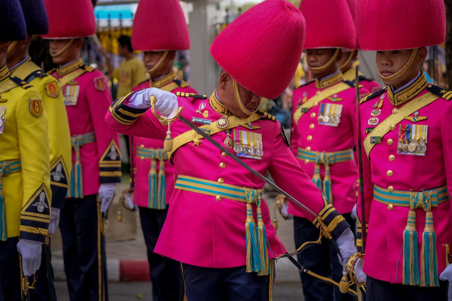 Royal Guards attend the coronation in Bangkok.