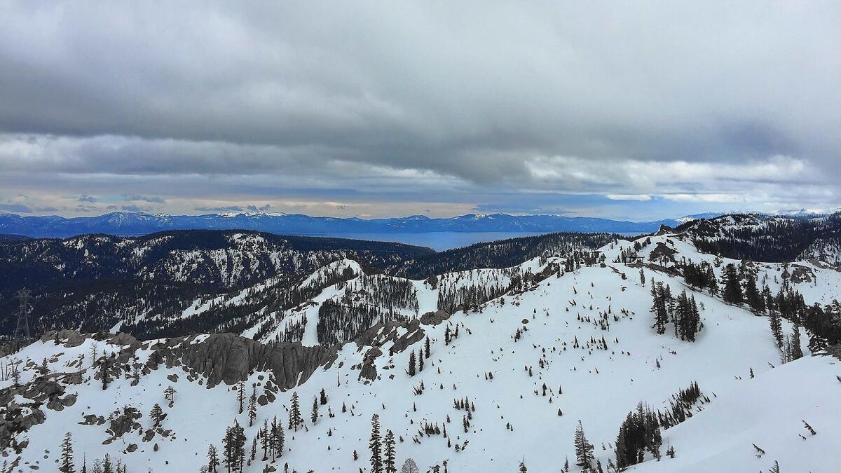 A view of Lake Tahoe from the top of the tram at Squaw Valley in early March.