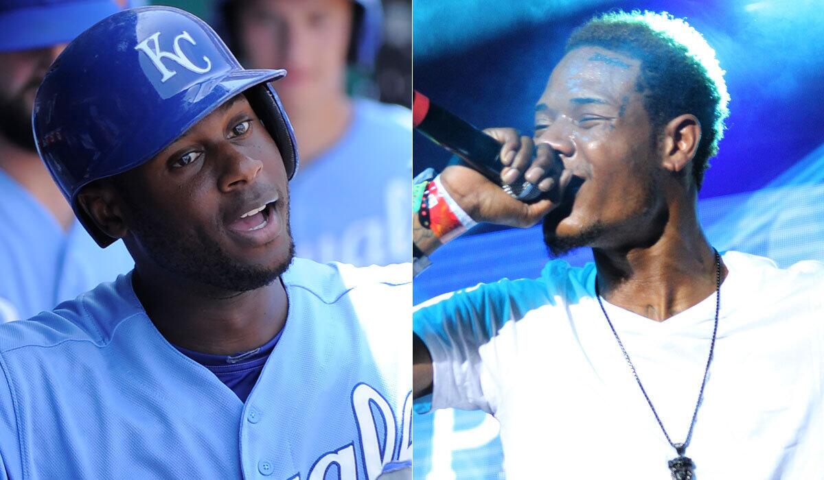 Kansas City's Lorenzo Cain, left, uses Fetty Wap's "Trap Queen" as his walk-up music.