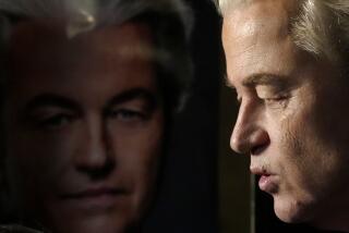 Geert Wilders, leader of the Party for Freedom, known as PVV, answers questions to media after announcement of the first preliminary results of general elections in The Hague, Netherlands, Wednesday, Nov. 22, 2023. (AP Photo/Peter Dejong)