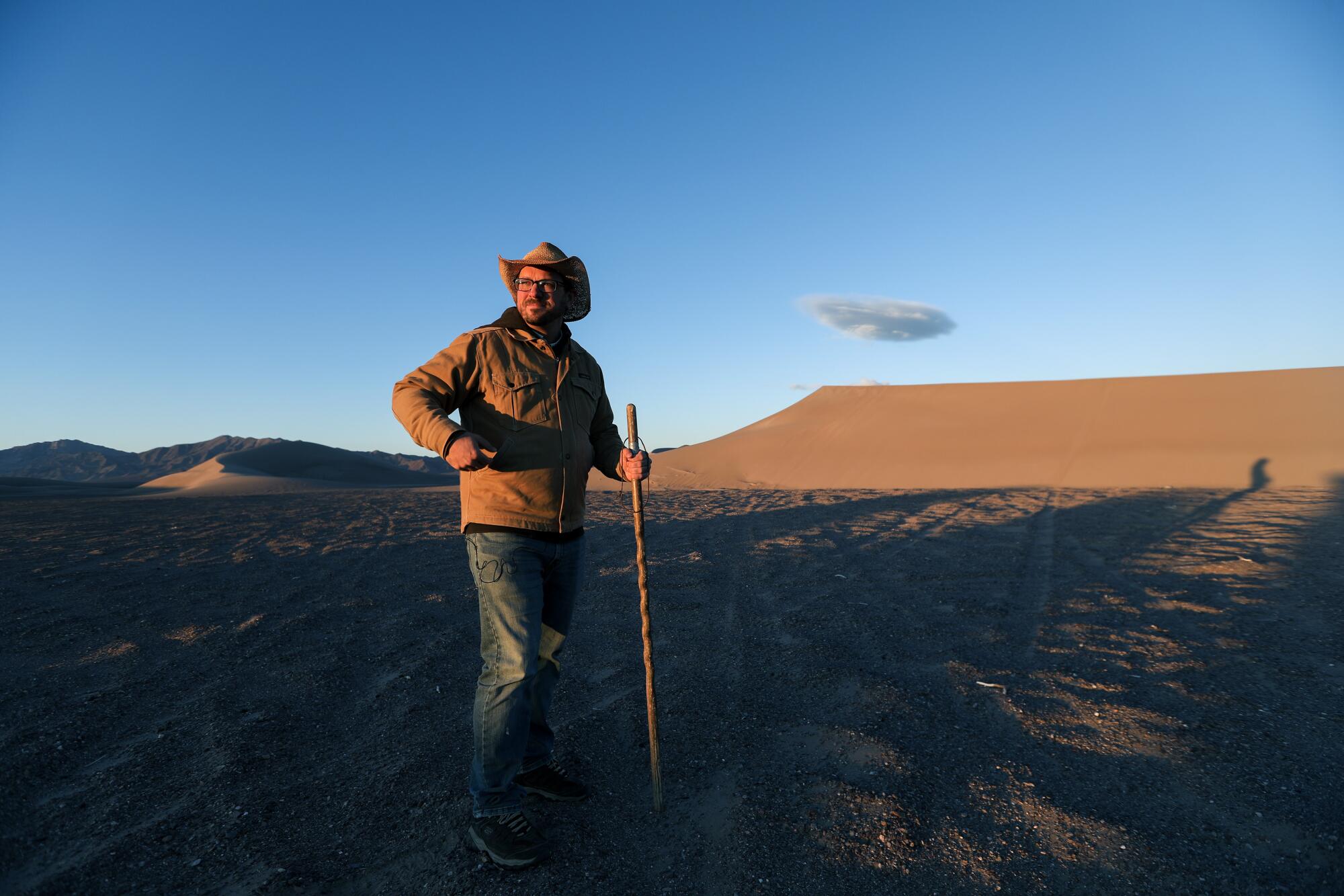 Patrick Donnelly of the Center for Biological Diversity prepares to hike up Big Dune.